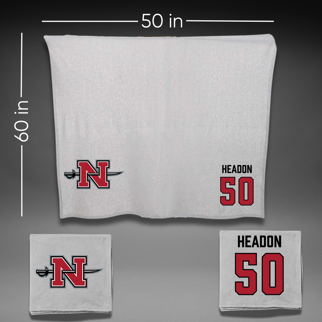 Nicholls State University Baseball Gray Blanket - #50 Grayson Headon