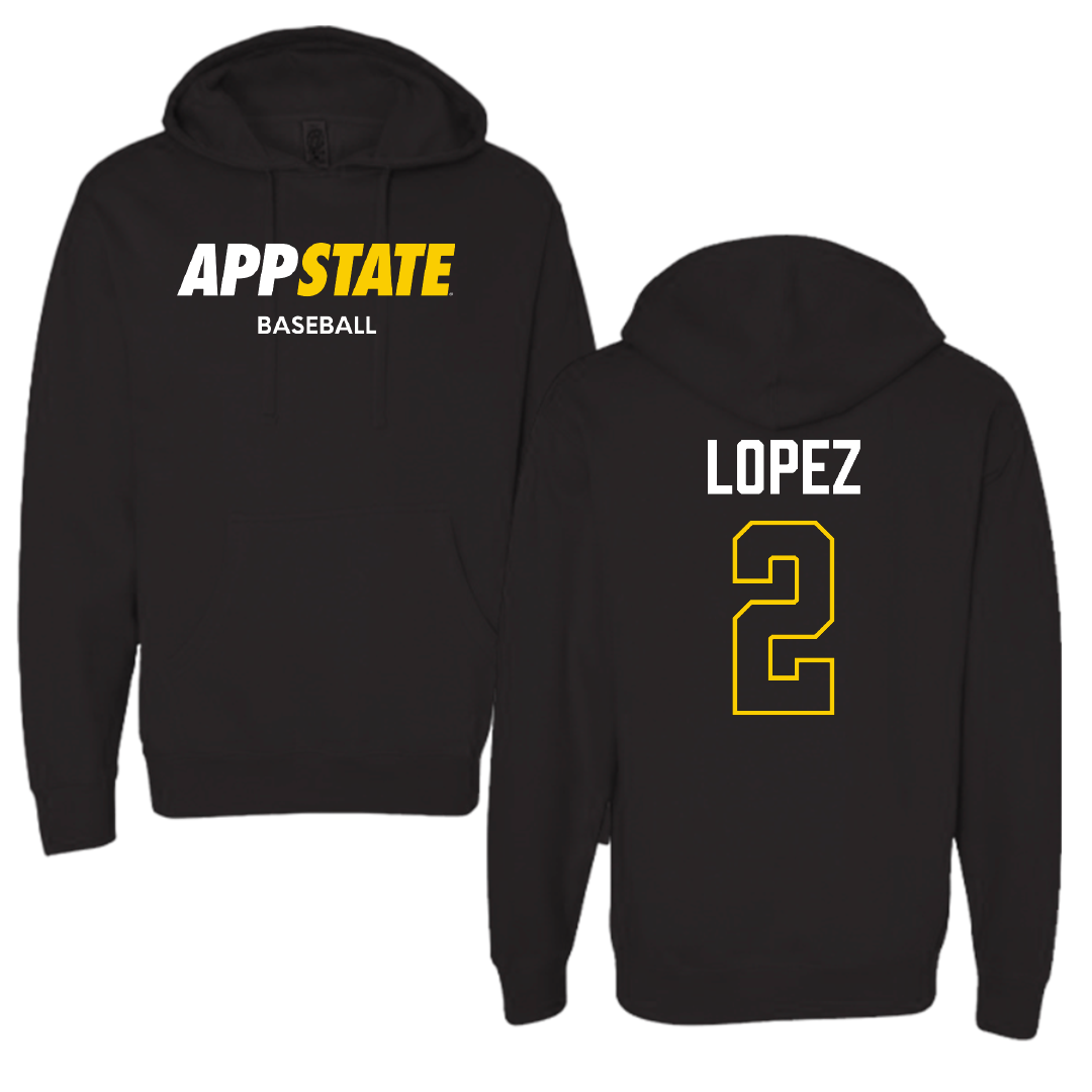 Appalachian State University Baseball Black Hoodie - #2 Xavier Lopez