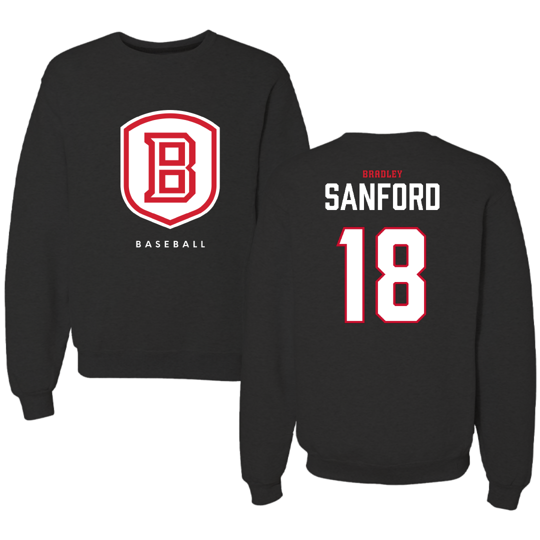 Bradley University Baseball Black Crewneck - #18 Robert Sanford