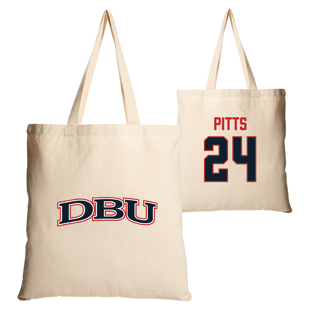 Dallas Baptist University Basketball Tan Canvas Tote Bag - #24 Braeden Pitts