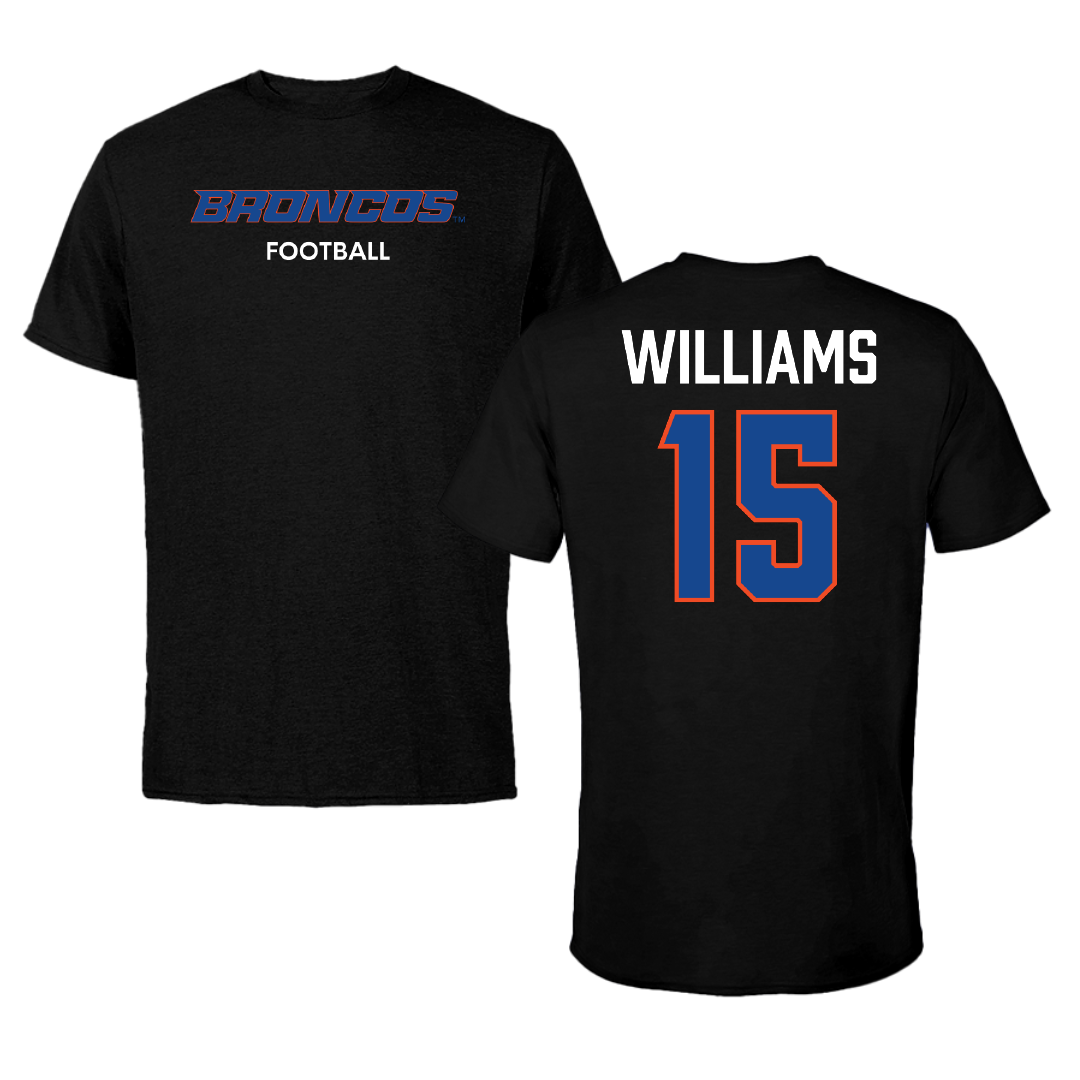 Boise State University Football Black Performance Tee - #15 Malakai Williams