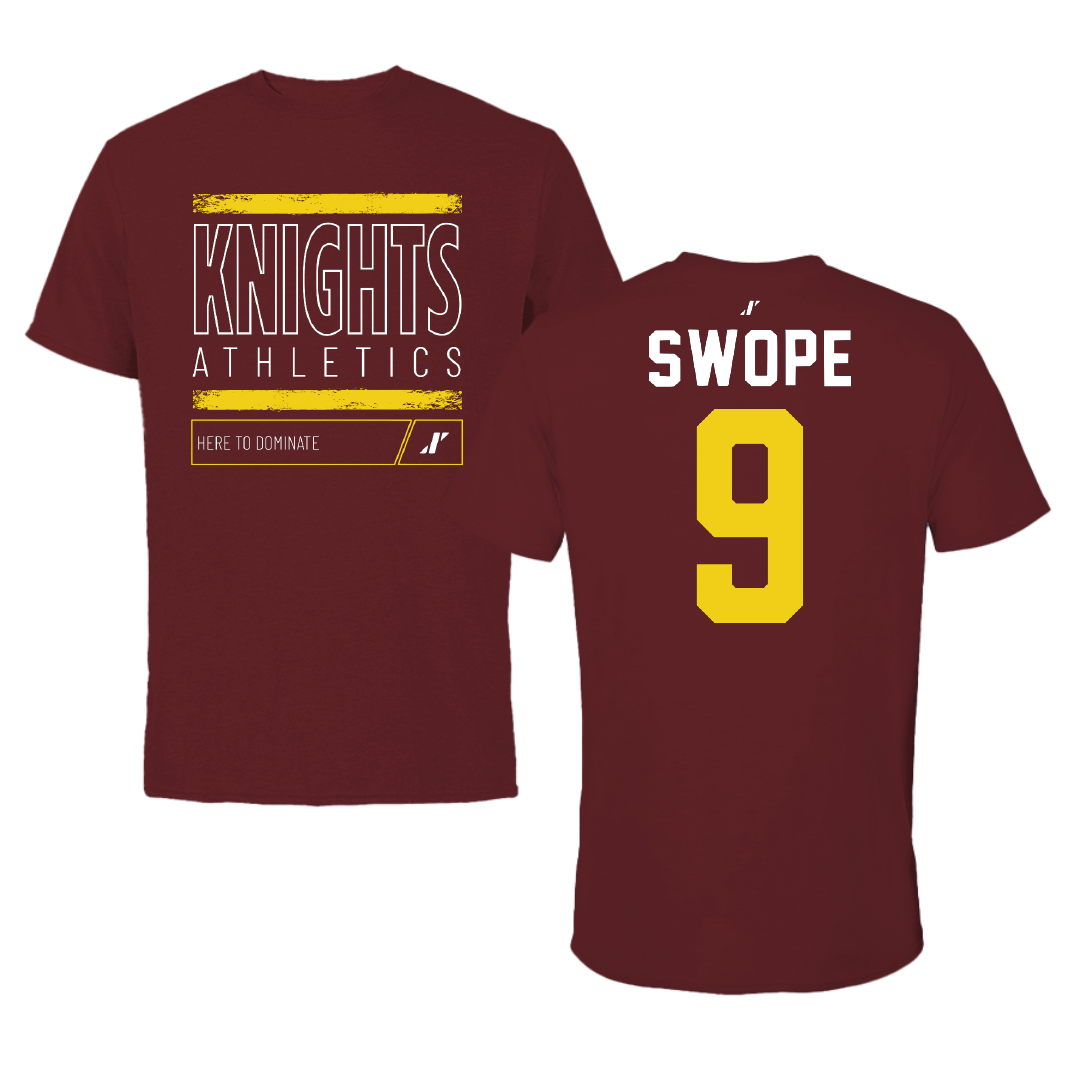 Calvin University Baseball Maroon Dominate Tee - #9 Noah Swope