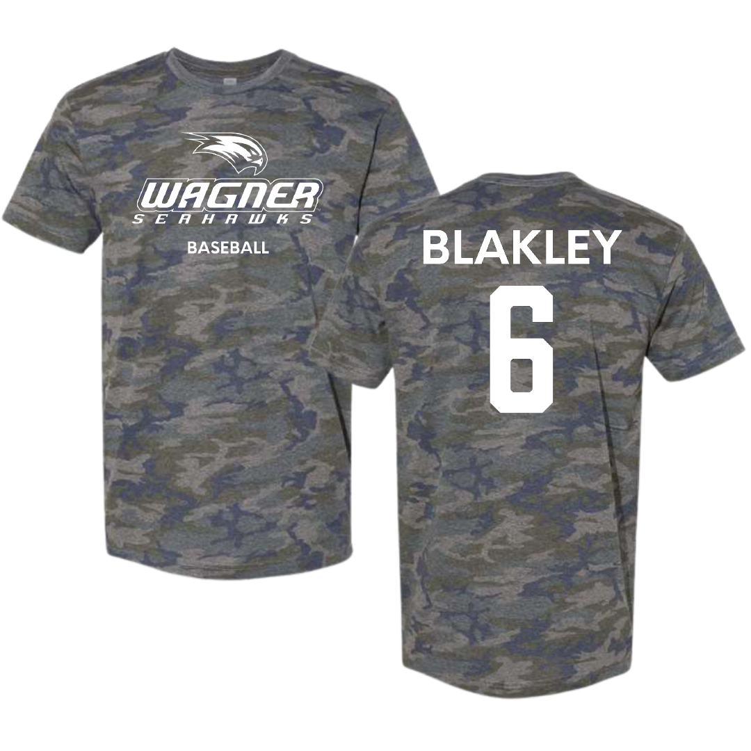 Wagner College Baseball Vintage Camo Tee - #6 Jackson Blakley