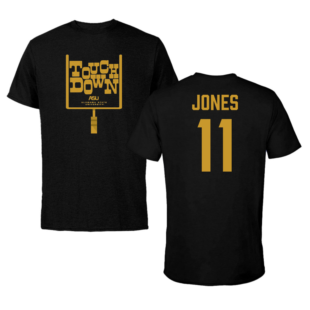 Alabama State University Football Black Touchdown Tee - #11 Jalen Jones