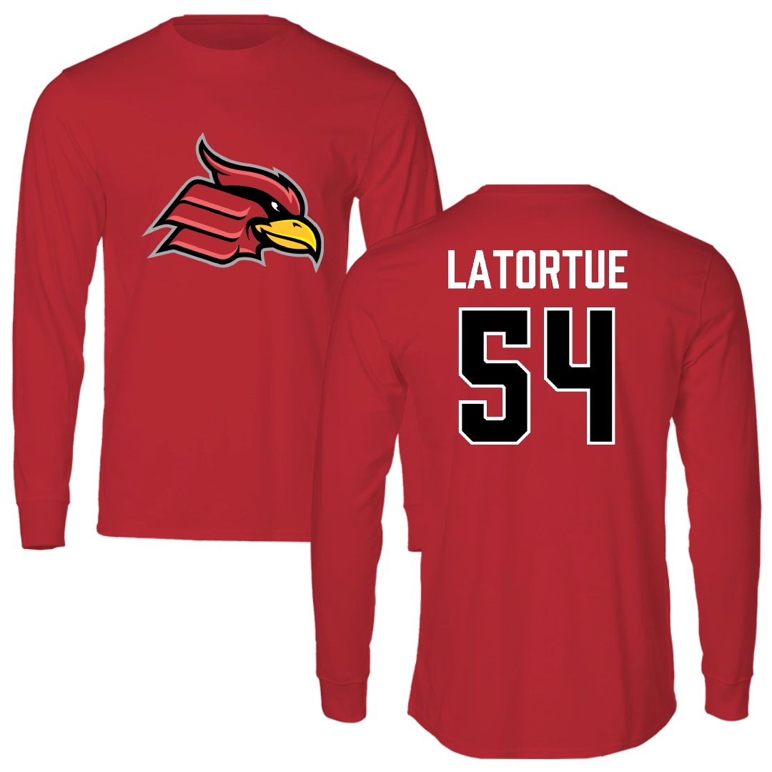 Wheeling University Football Red Performance Long Sleeve - #54 Ralph Latortue