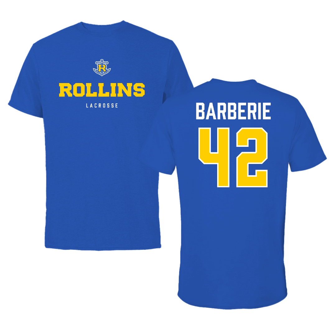 Rollins College Lacrosse (M) Blue Tee - #42 Blake Barberie