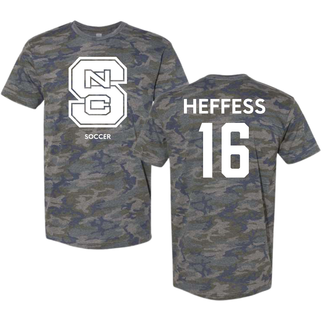 North Carolina State University Soccer (M) Vintage Camo Tee - #16 Isaac Heffess