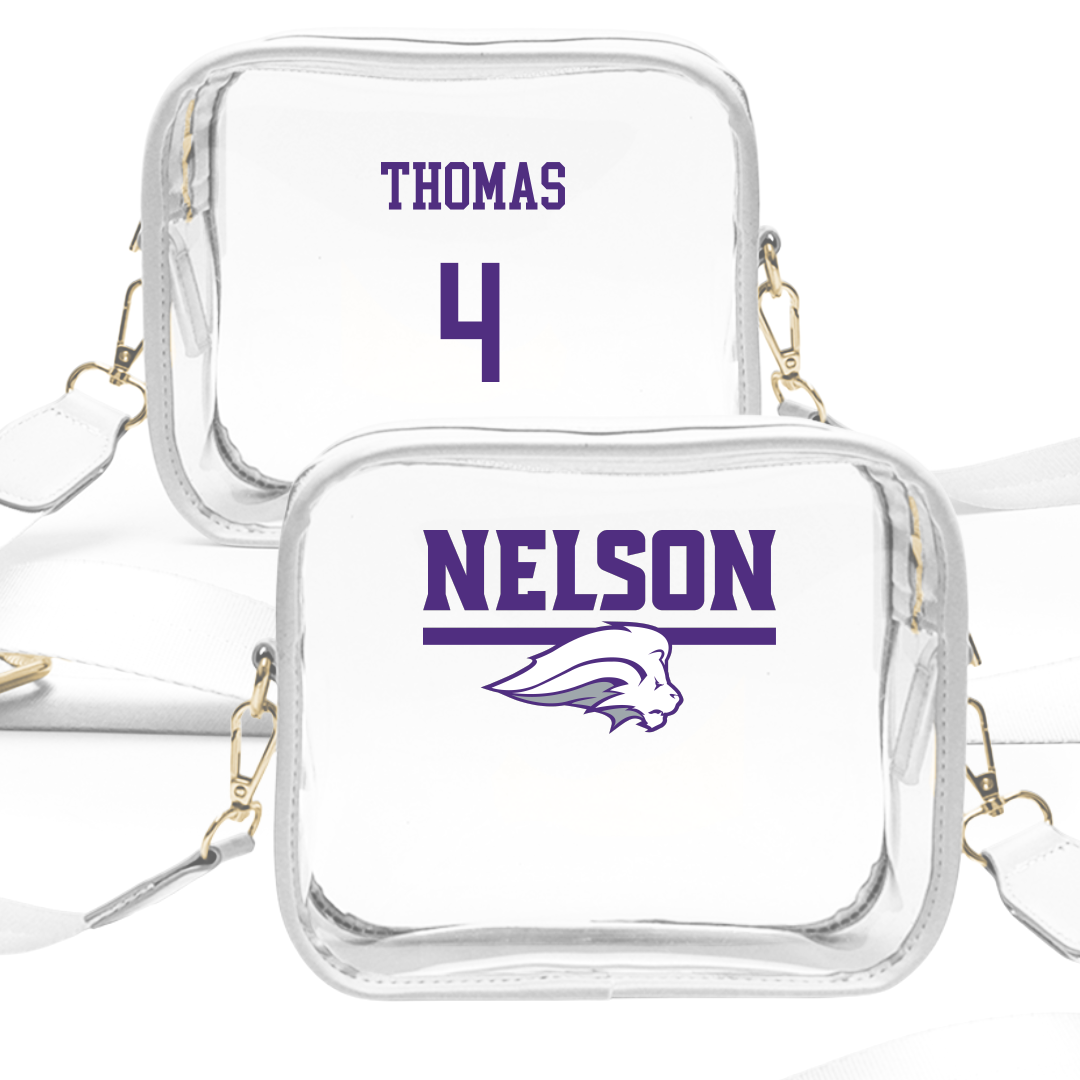 Nelson University Football White Clear Stadium Bag - #4 Aaron Thomas