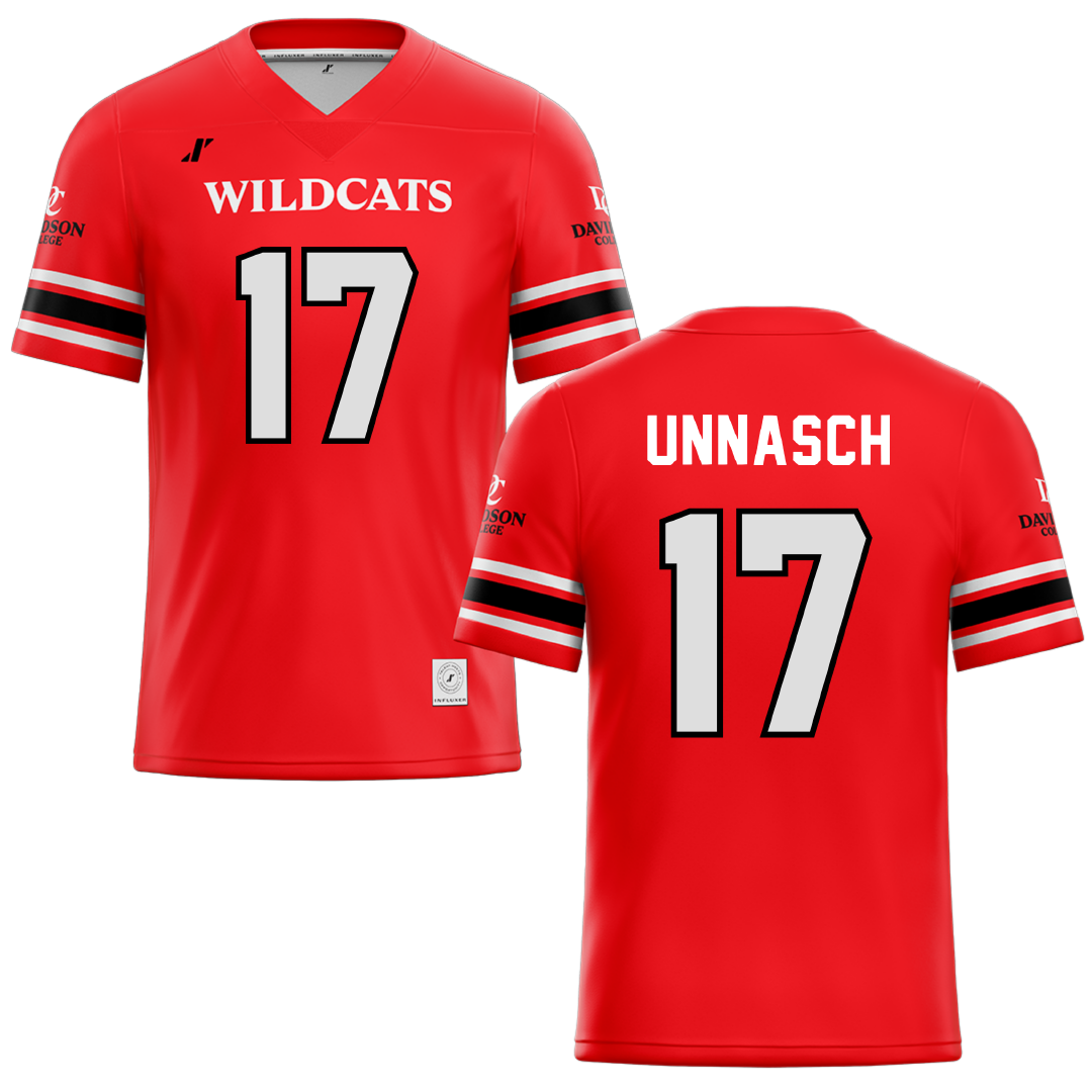 Davidson College Red Football Jersey - #17 Rodney Unnasch