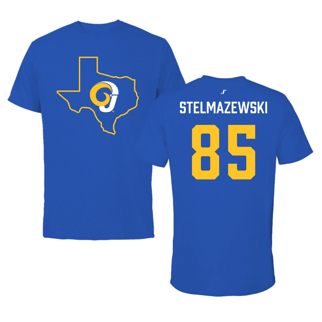 Angelo State University Football Blue State Tee - #85 Kegan Stelmazewski