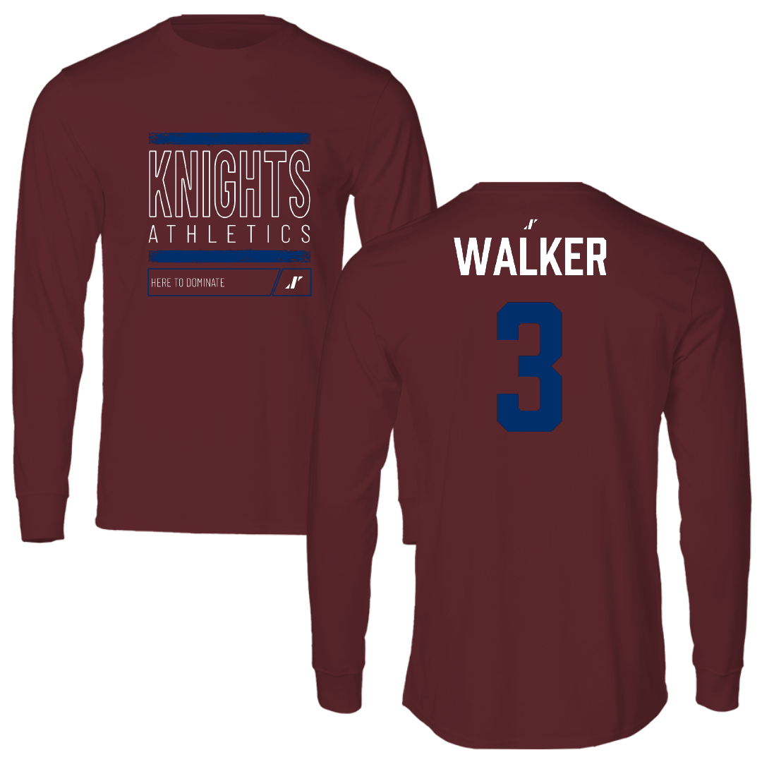 Fairleigh Dickinson University-Metropolitan Campus Baseball Maroon Dominate Performance Long Sleeve - #3 Caleb Walker