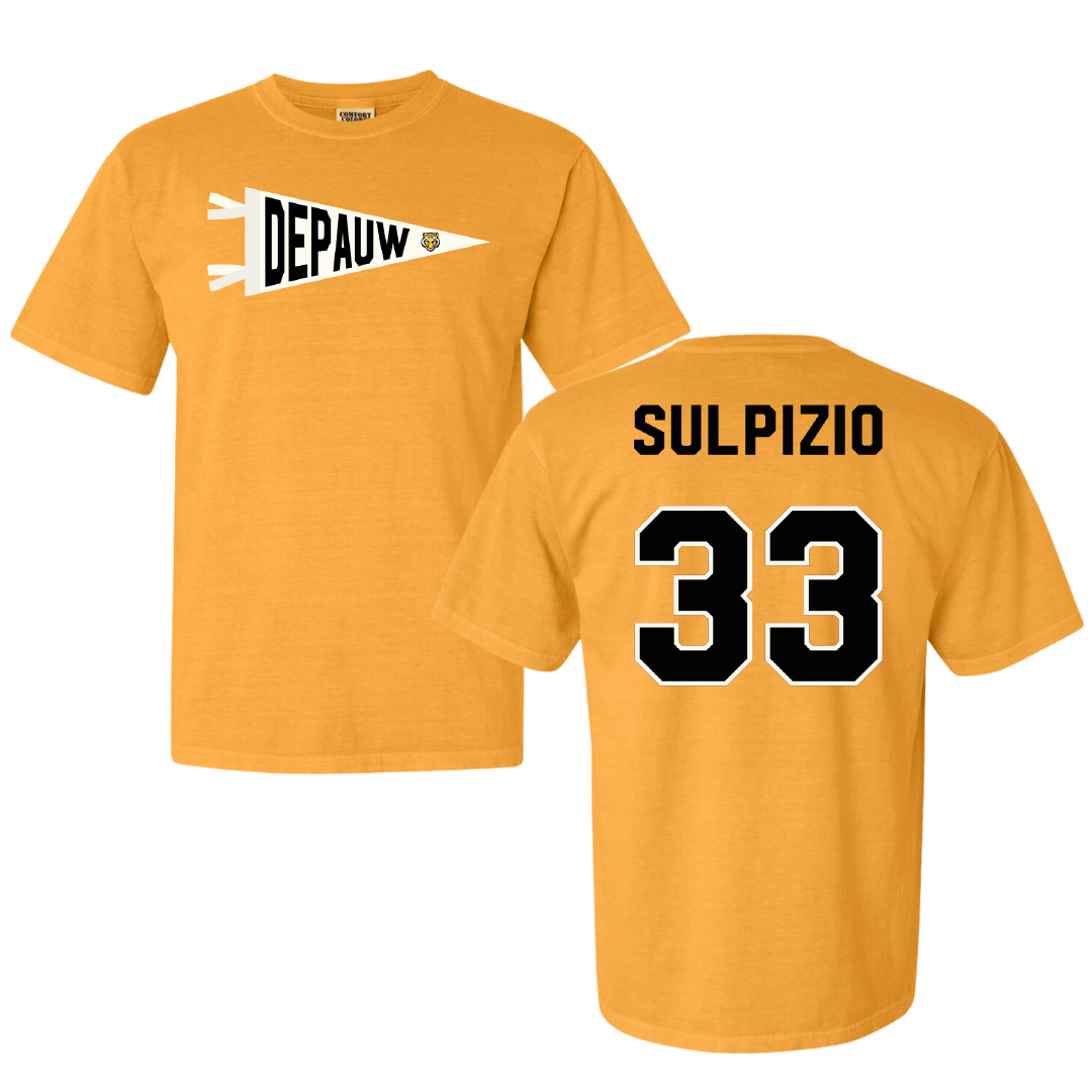 DePauw University Lacrosse (M) Gold Pennant Comfort Colors Tee - #33 Noah Sulpizio
