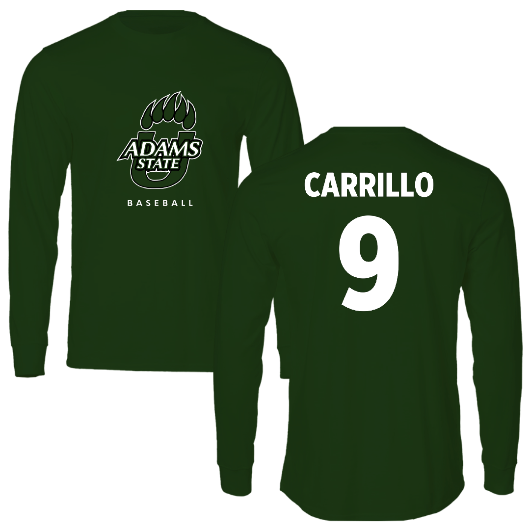 Adams State University Baseball Forest Green Performance Long Sleeve - #9 Macs Carrillo