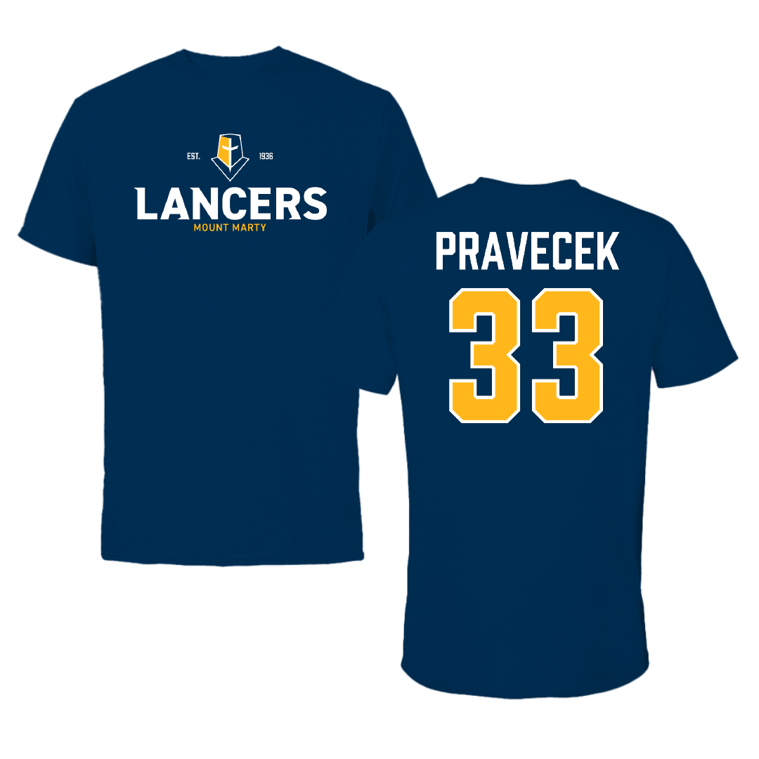 Mount Marty University Basketball (M) Navy General Performance Tee - #33 Braxton Pravecek
