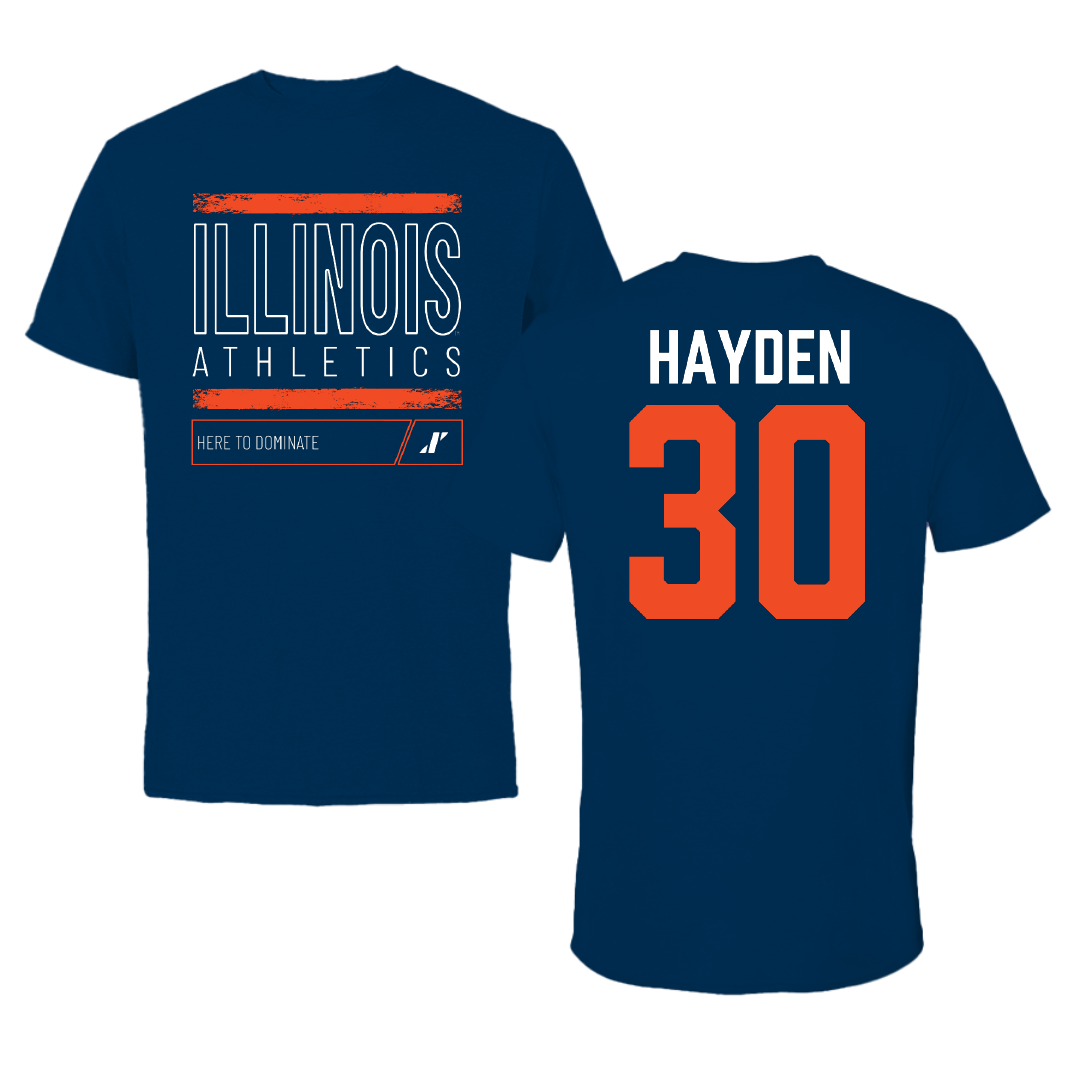 University of Illinois Football Navy Dominate Tee - #30 Jojo Hayden