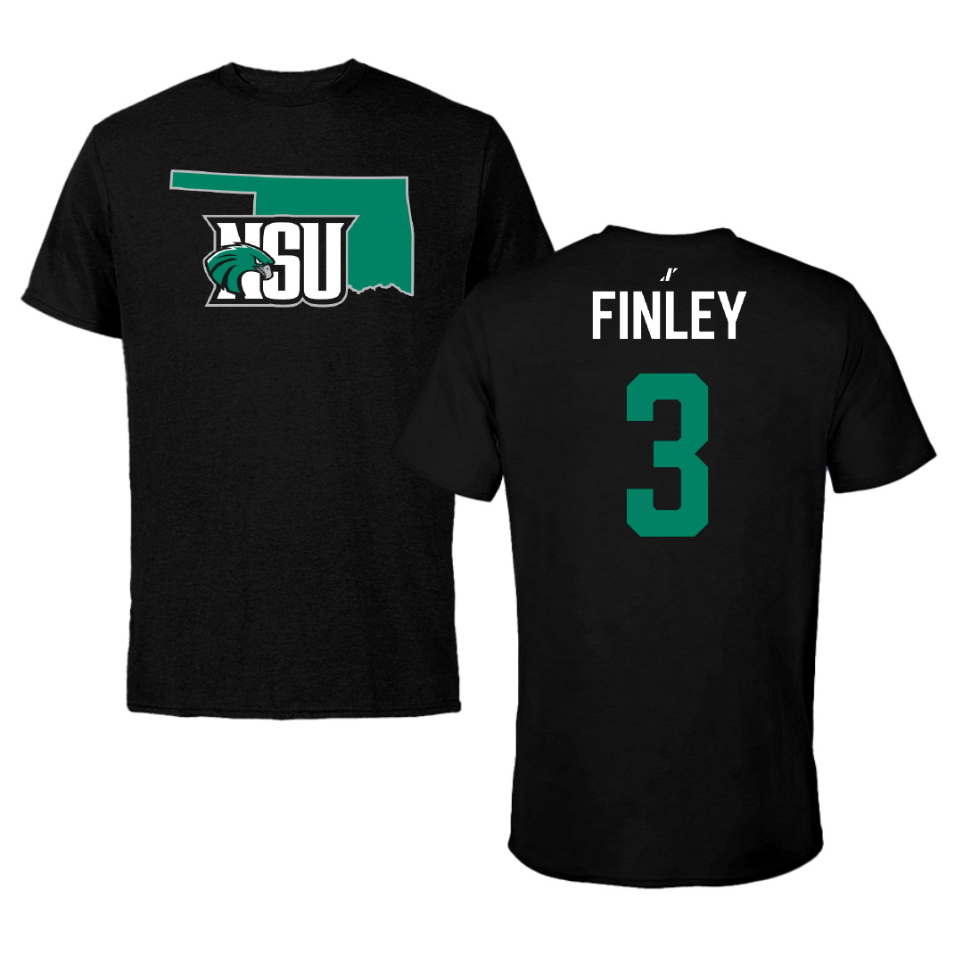 Northeastern State University Baseball Black State Tee - #3 Klete Finley