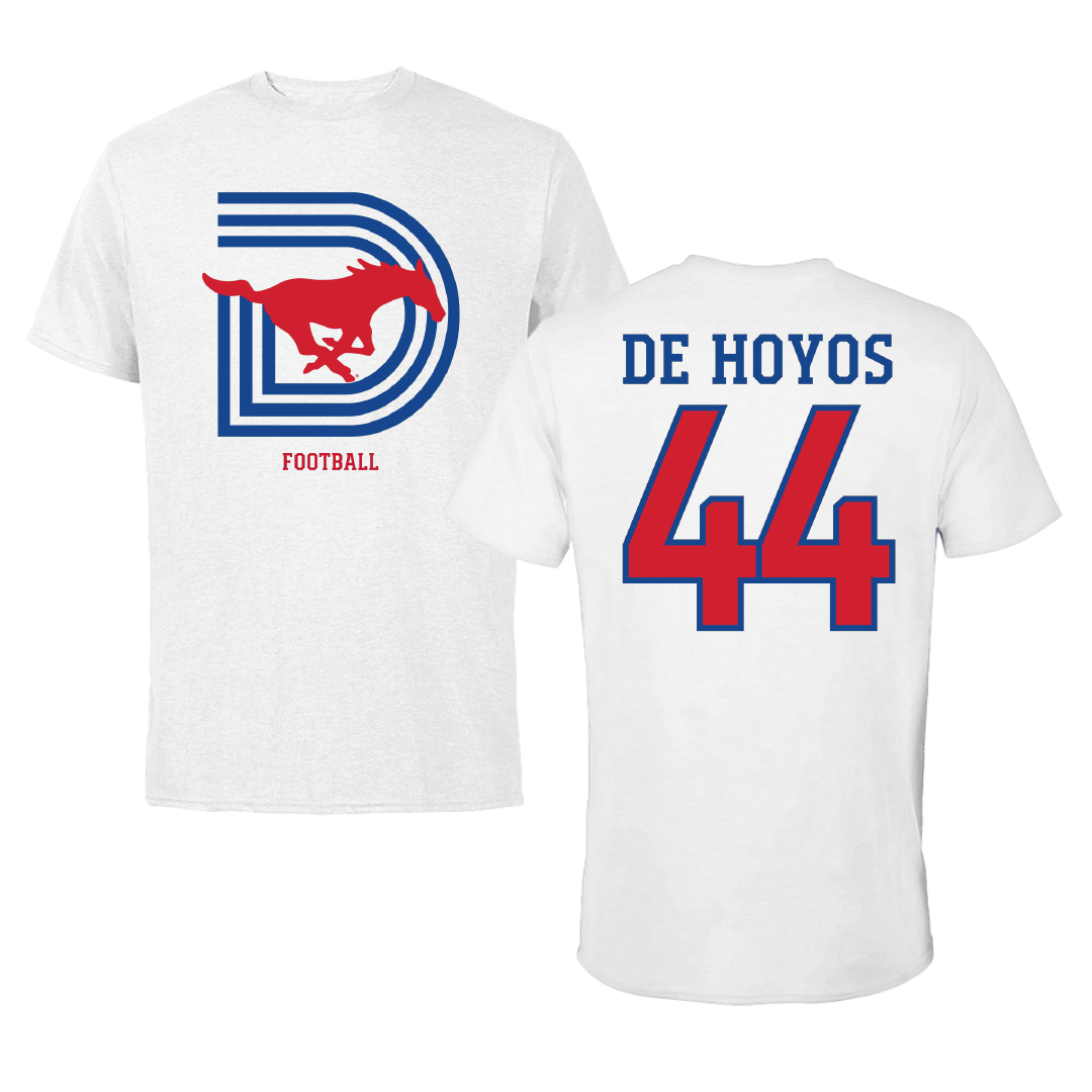 Southern Methodist University Football White Tee - #44 Michael De Hoyos