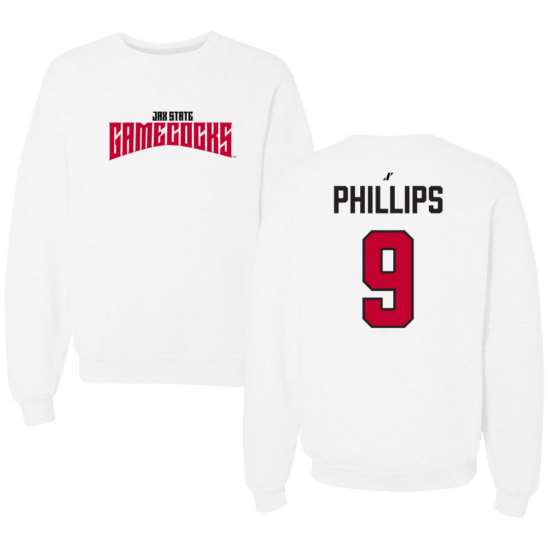 Jacksonville State University Softball White Classics Crewneck - #9 Ashley Phillips