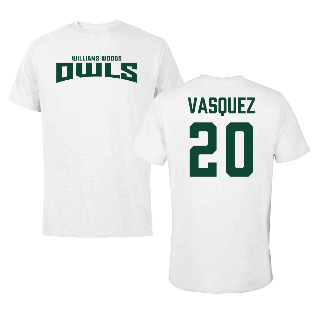 William Woods University Baseball White Classic Tee - #20 AJ Vasquez