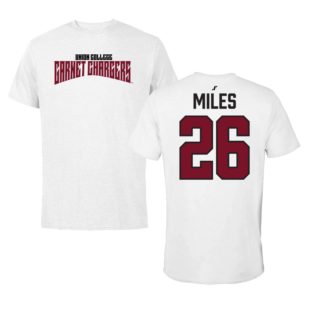 Union College Ice Hockey White Classic Tee - #26 Brendan Miles