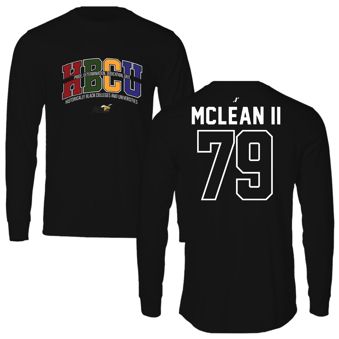 Alabama State University Football Black HBCU Performance Long Sleeve - #79 Phillip McLean II
