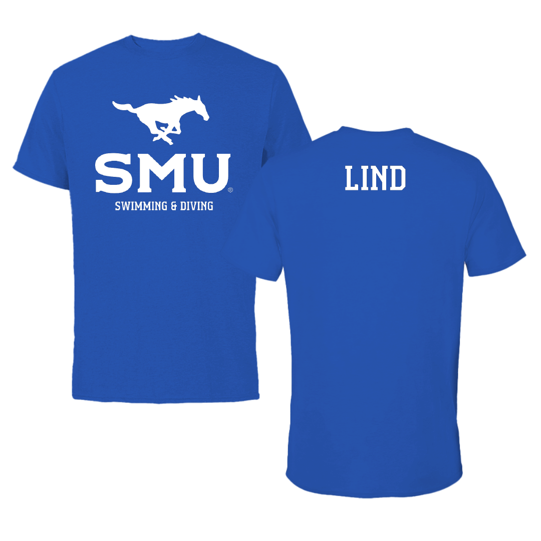 Southern Methodist University Swimming & Diving Blue Mascot Performance Tee - Olivia Lind