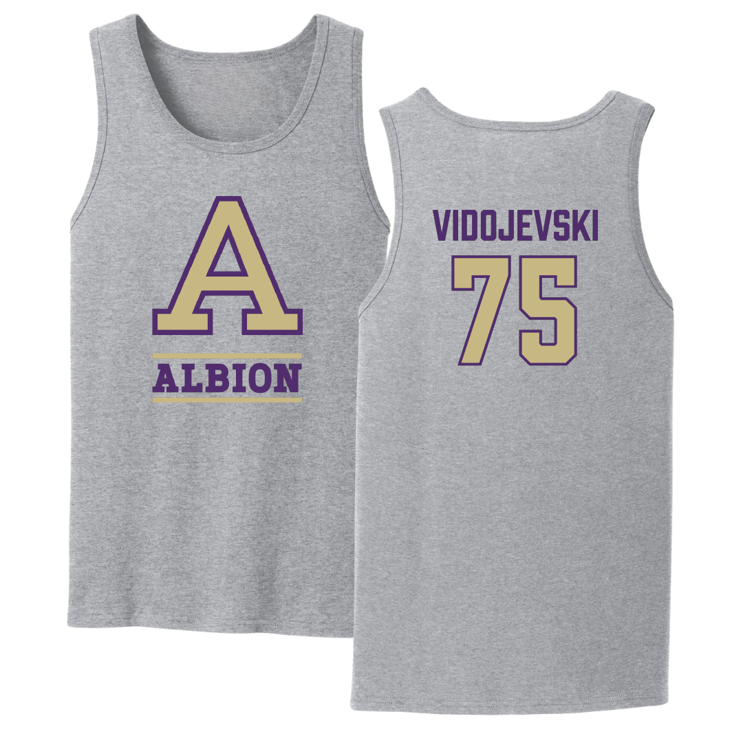 Albion College Football Sport Gray Tank Top - #75 Jordan Vidojevski
