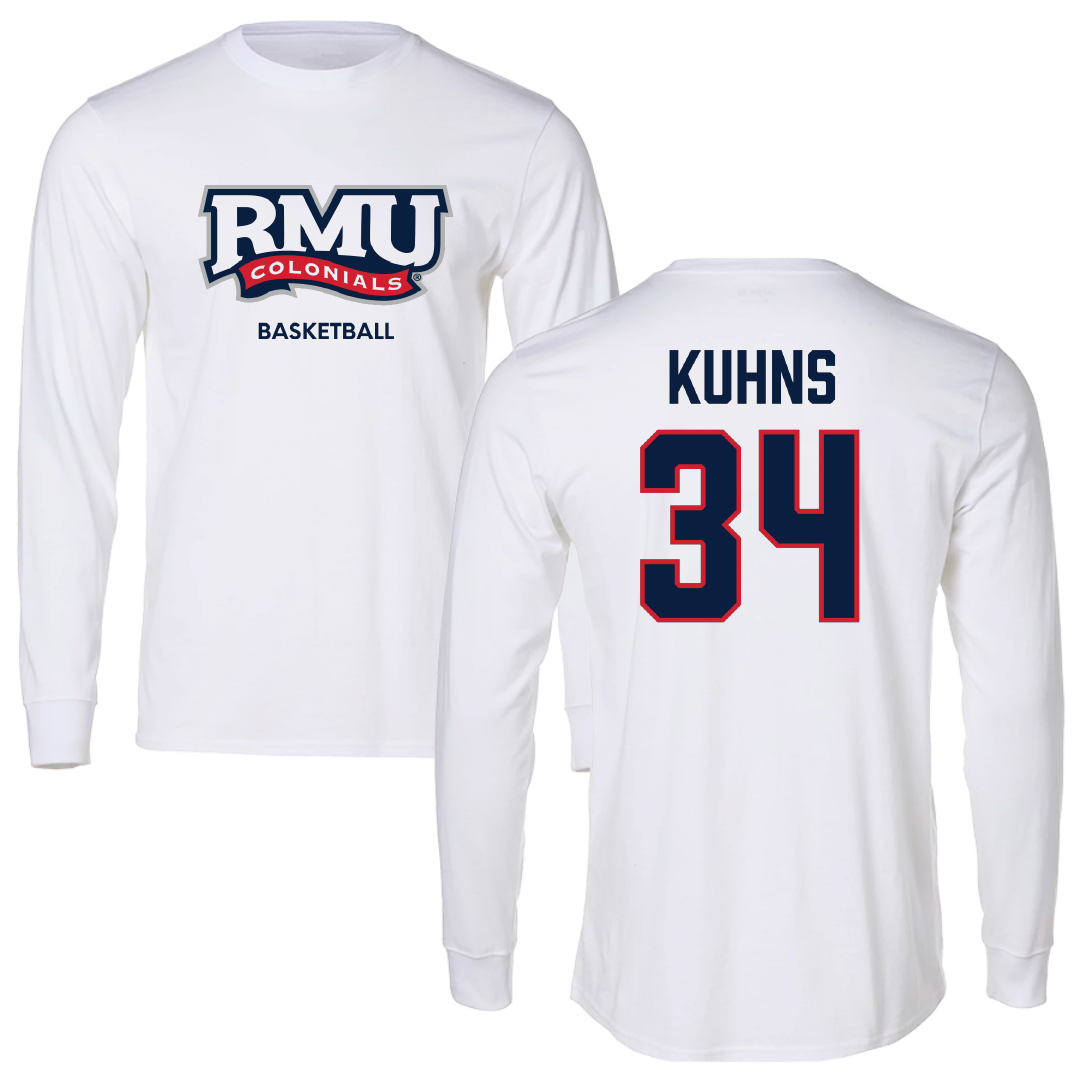 Robert Morris University Basketball (W) White Mascot Performance Long Sleeve - #34 Bailey Kuhns
