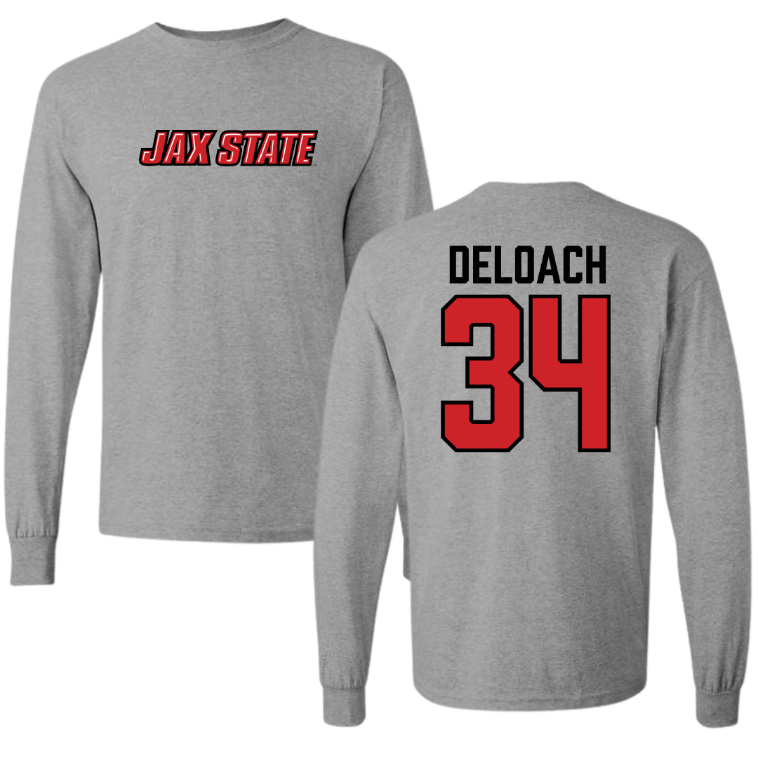 Jacksonville State University Football Sport Gray Long Sleeve - #34 Dajwon DeLoach