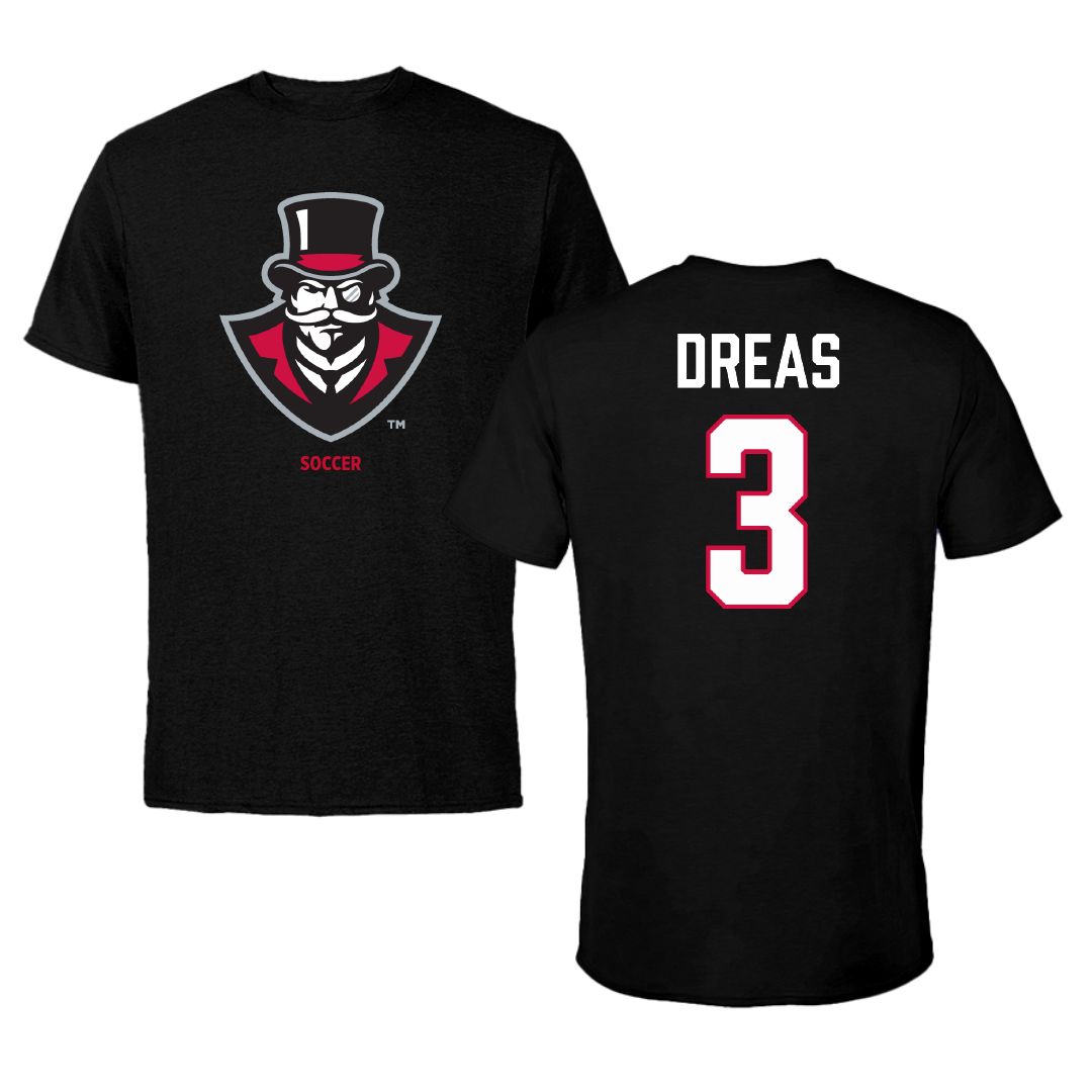 Austin Peay State University Soccer (W) Black Performance Tee - #3 Ellie Dreas