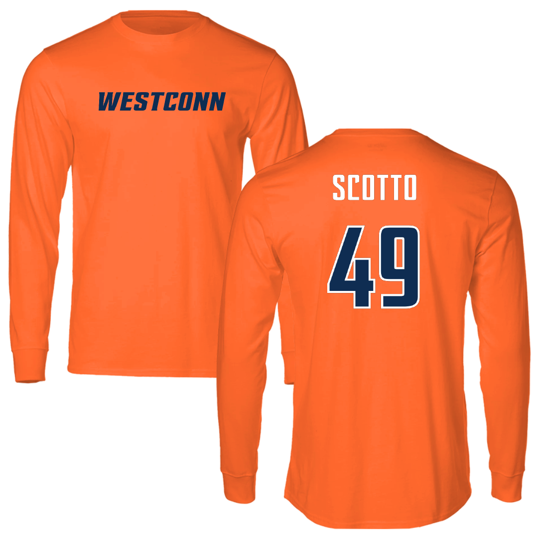 Western Connecticut State University Baseball Orange Performance Long Sleeve - #49 Gregory Scotto