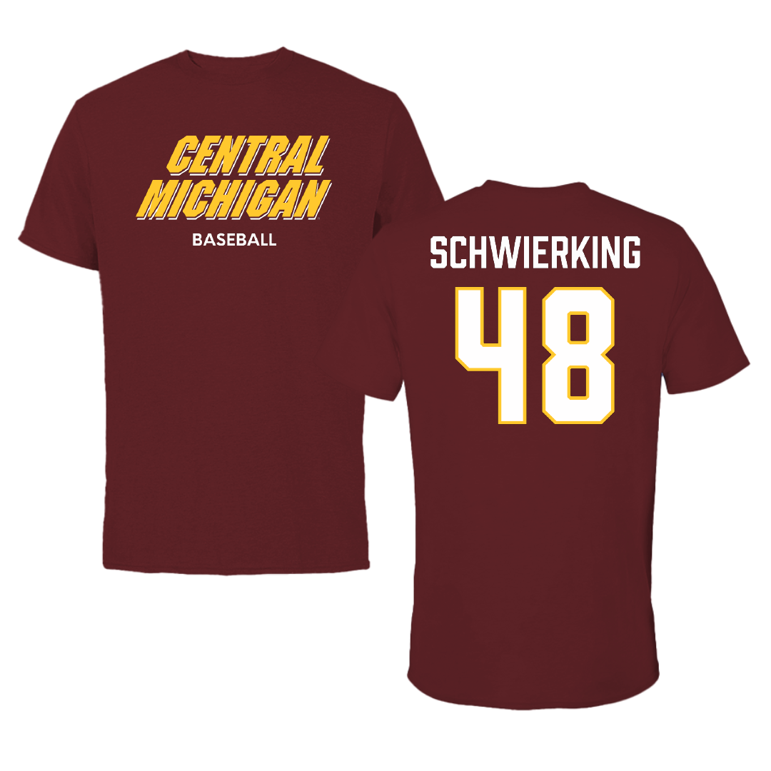 Central Michigan University Baseball Maroon Performance Tee - #48 Chase Schwierking