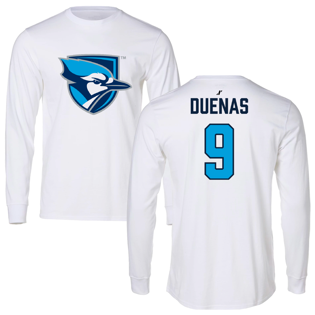 Elmhurst University Soccer (M) White Performance Long Sleeve - #9 Edgar Duenas