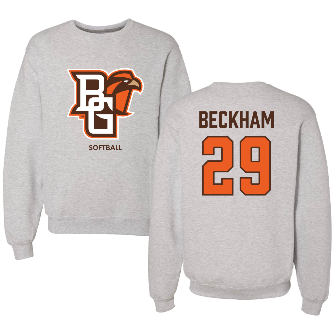 Bowling Green State University Softball Light Gray Crewneck - #29 Morgan Beckham