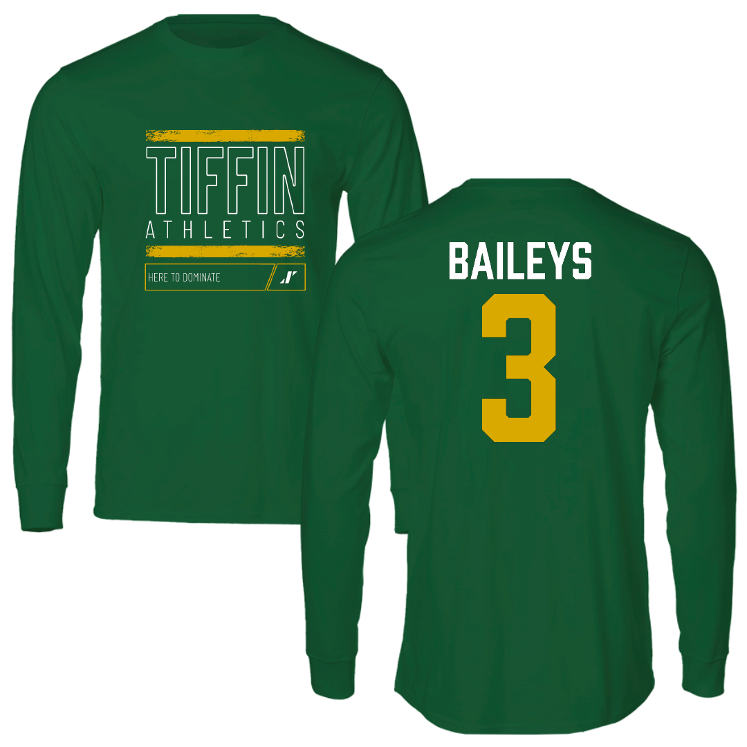 Tiffin University Baseball Green Dominate Long Sleeve - #3 Jonny Baileys
