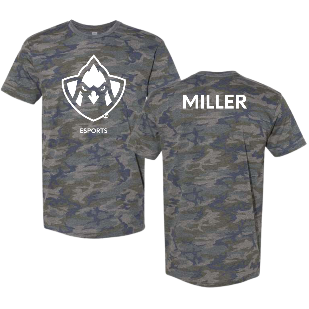Trinity Valley Community College Esports Vintage Camo Tee - Devin Miller