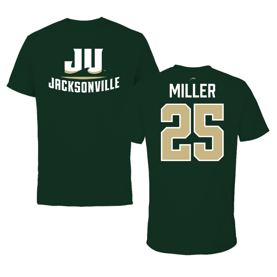 Jacksonville University Baseball Forest Green Tee - #25 Jacob Miller
