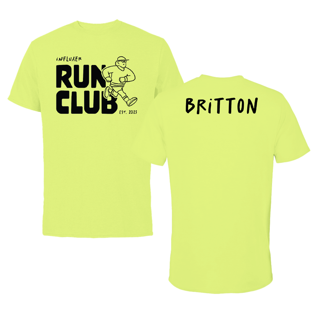 TF and XC Safety Yellow Influxer Run Club Tee - Justin Britton