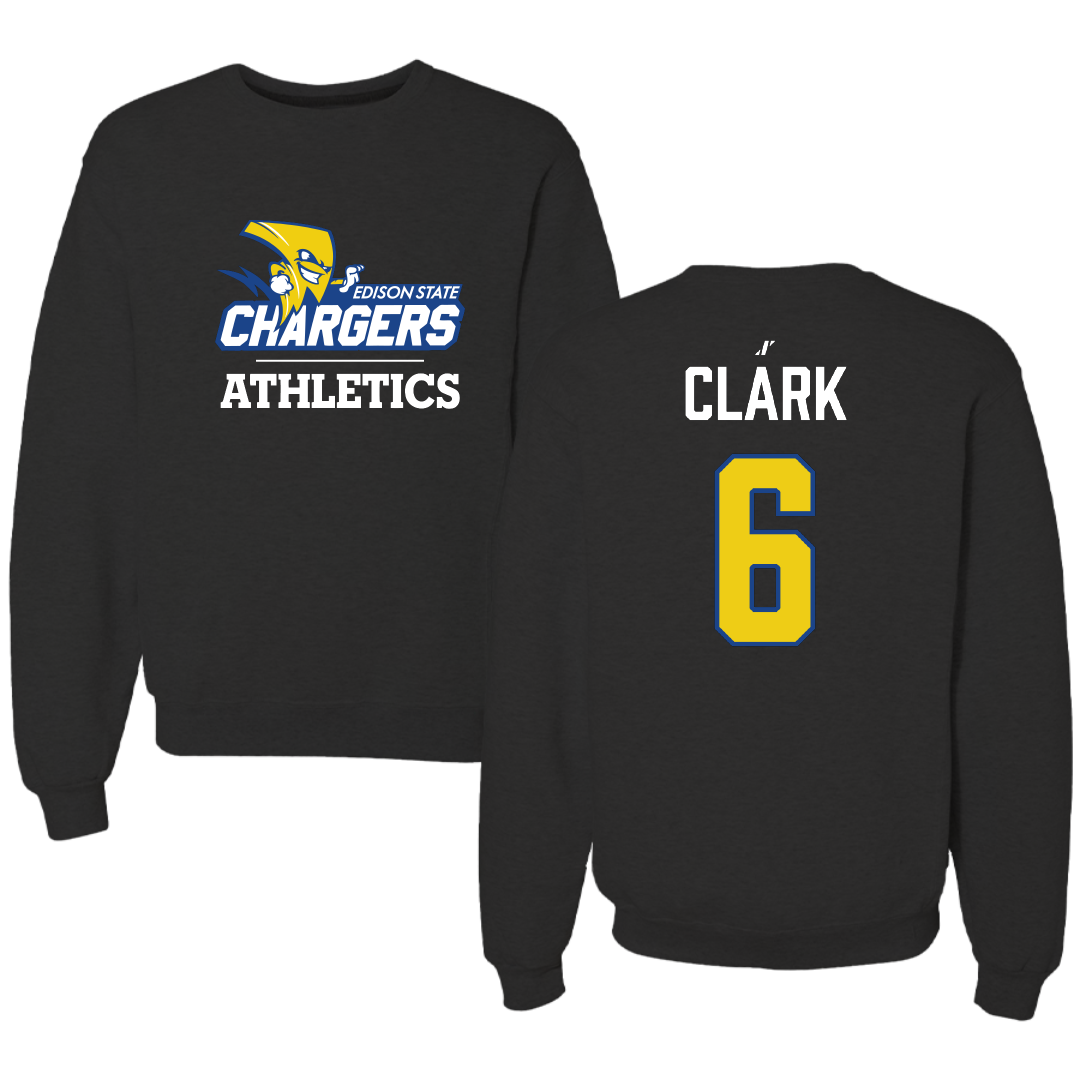Edison State Community College Baseball Black Crewneck - #6 Jackson Clark