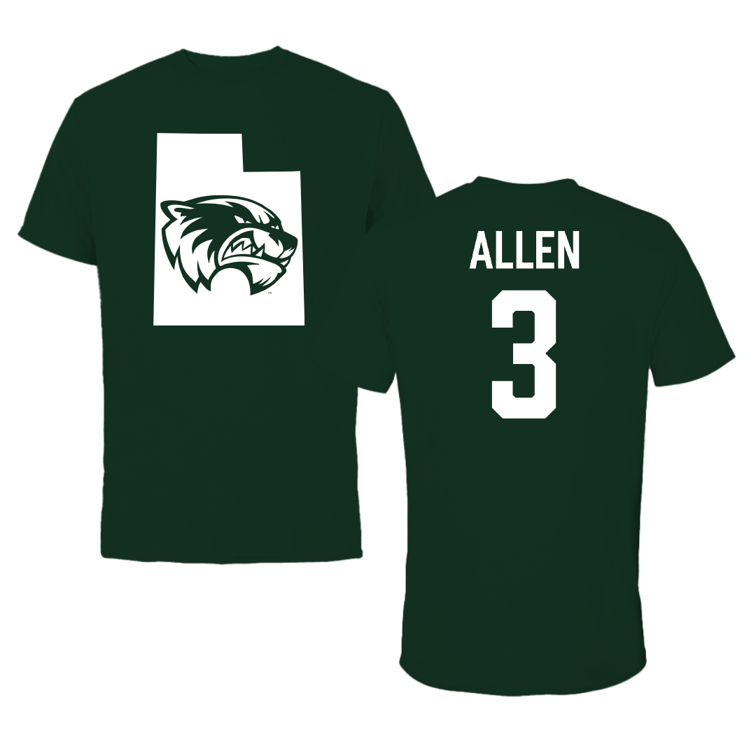 Utah Valley University Basketball Forest Green State Tee - #3 Drake Allen