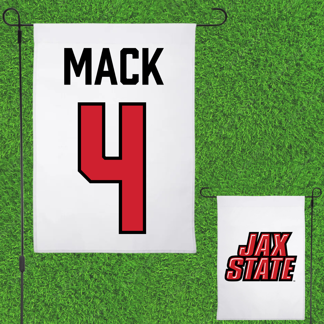 Jacksonville State University Football White Garden Flag - #4 Jabari Mack