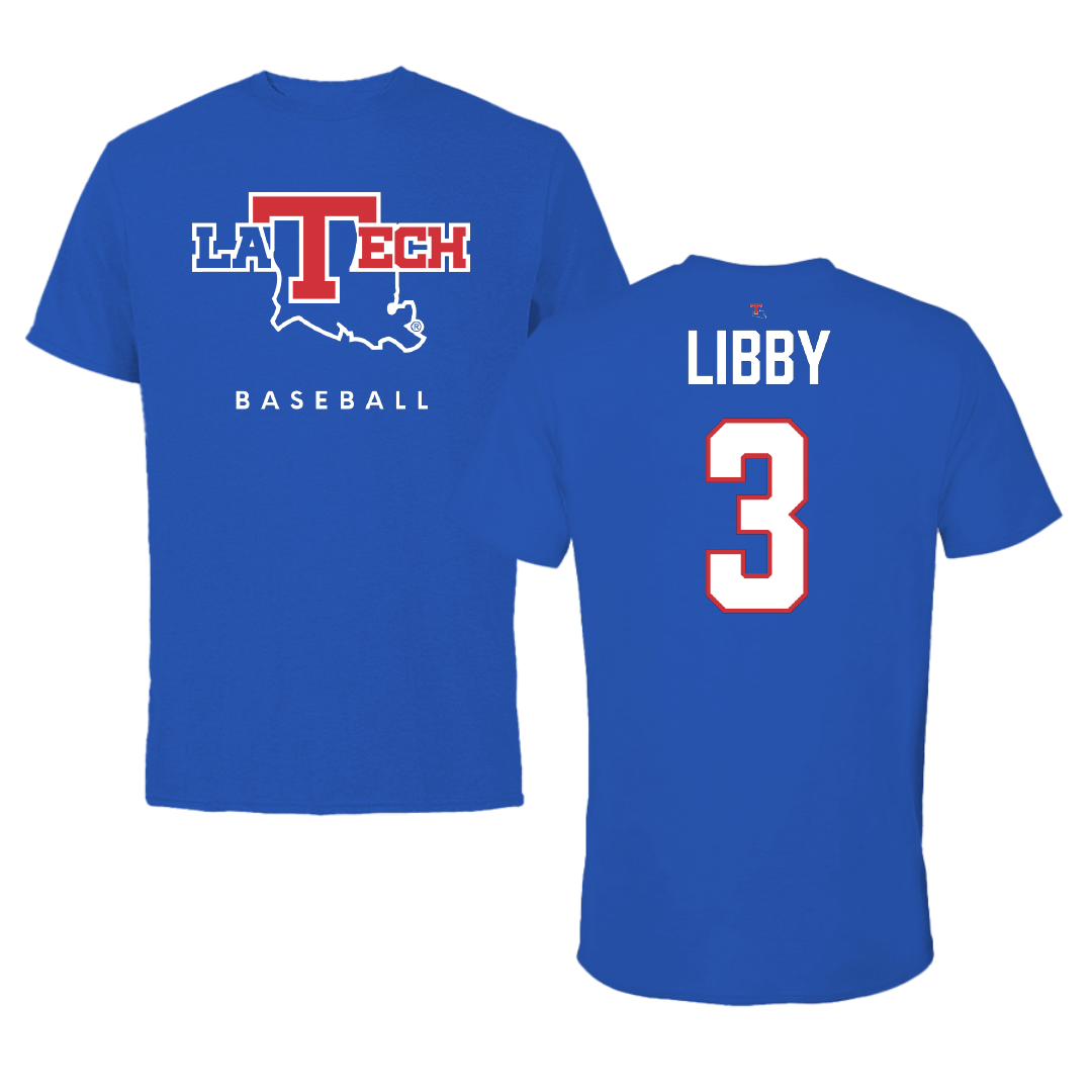 Louisiana Tech University Baseball True Royal Tee - #3 McCann Libby