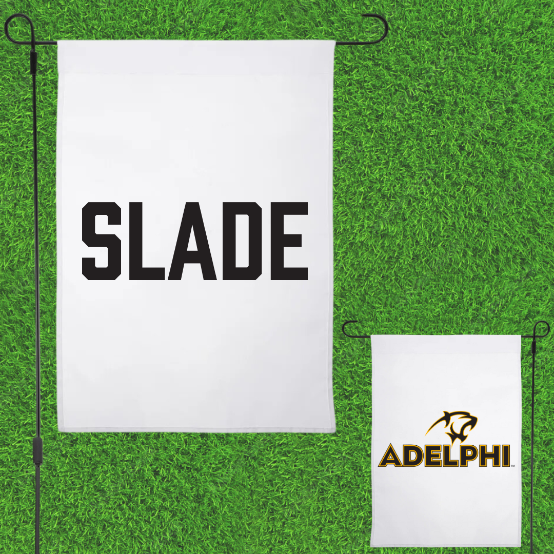 Adelphi University Golf (W) White Garden Flag - Cat Slade