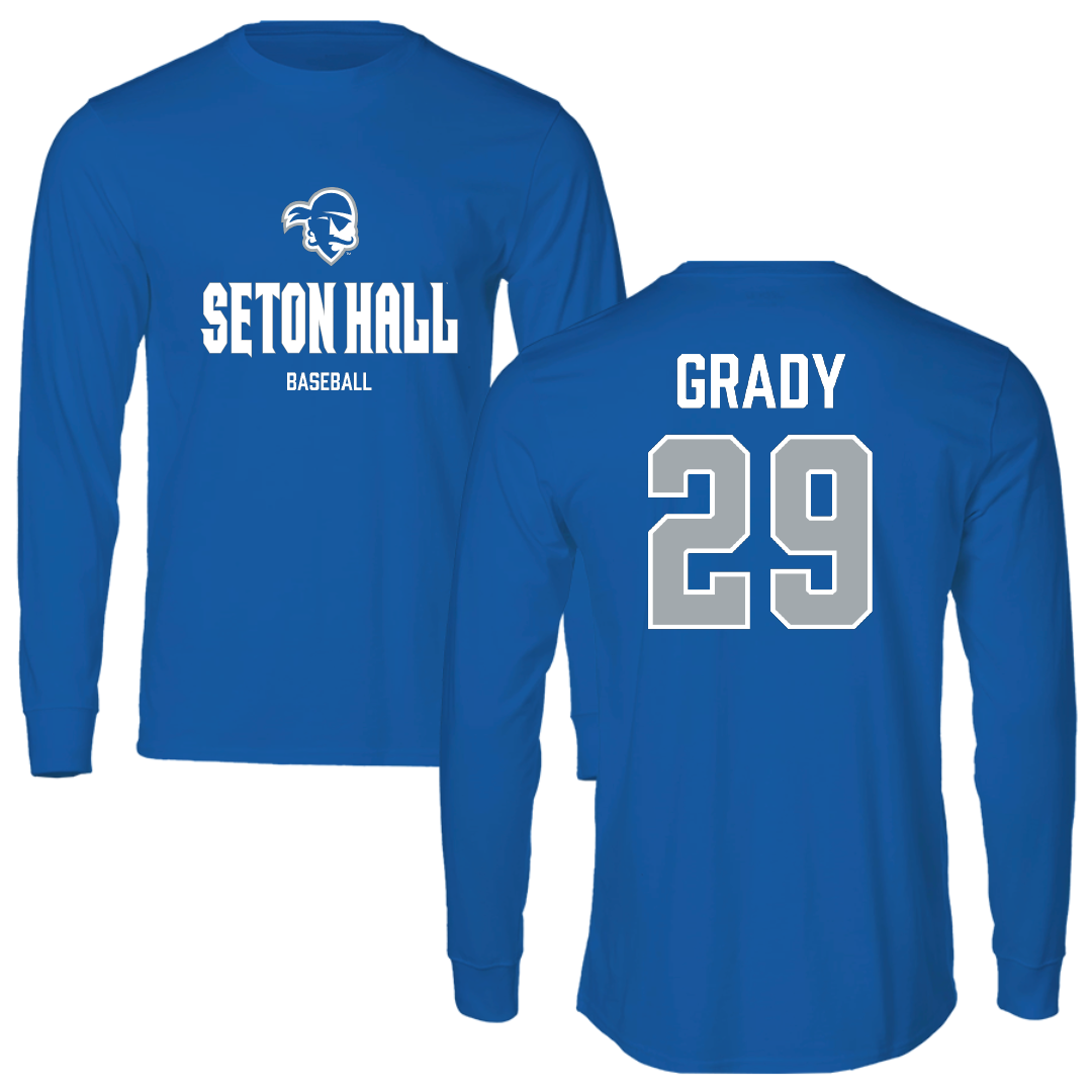 Seton Hall University Baseball Blue Block Long Sleeve - #29 Shea Grady