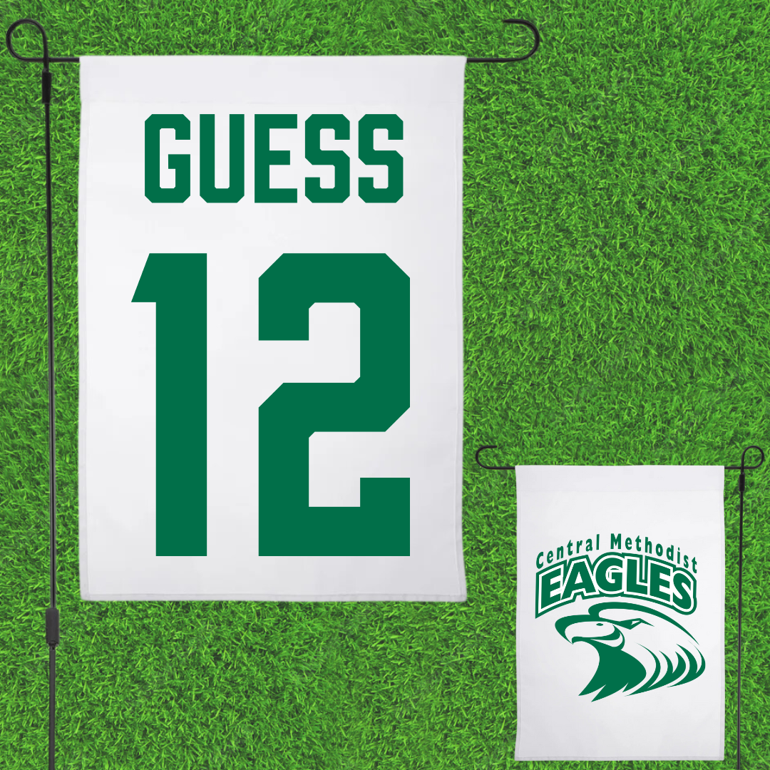 Central Methodist University Baseball White Garden Flag - #12 Aaron Guess