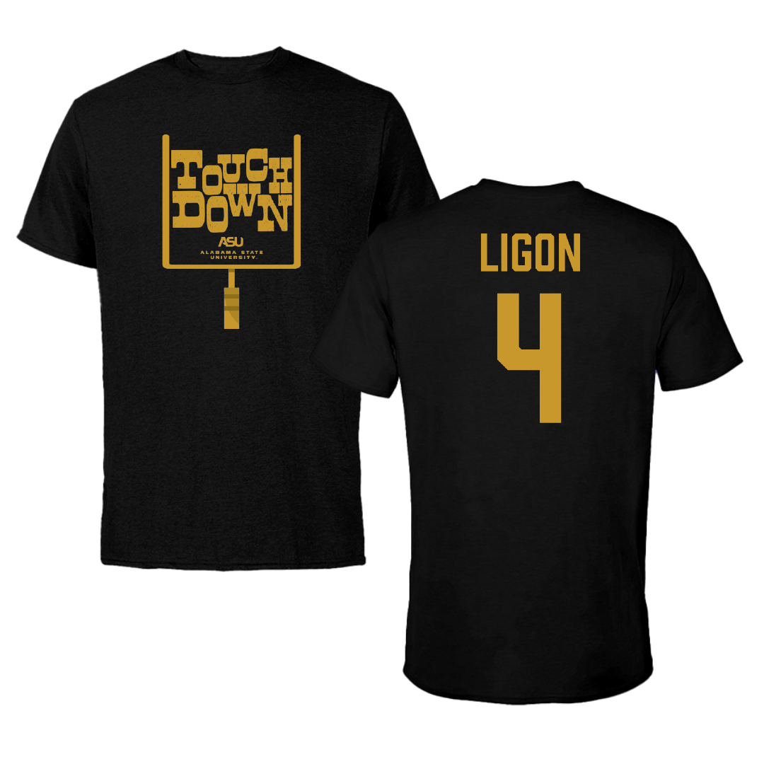 Alabama State University Football Black Touchdown Tee - #4 Karl Ligon
