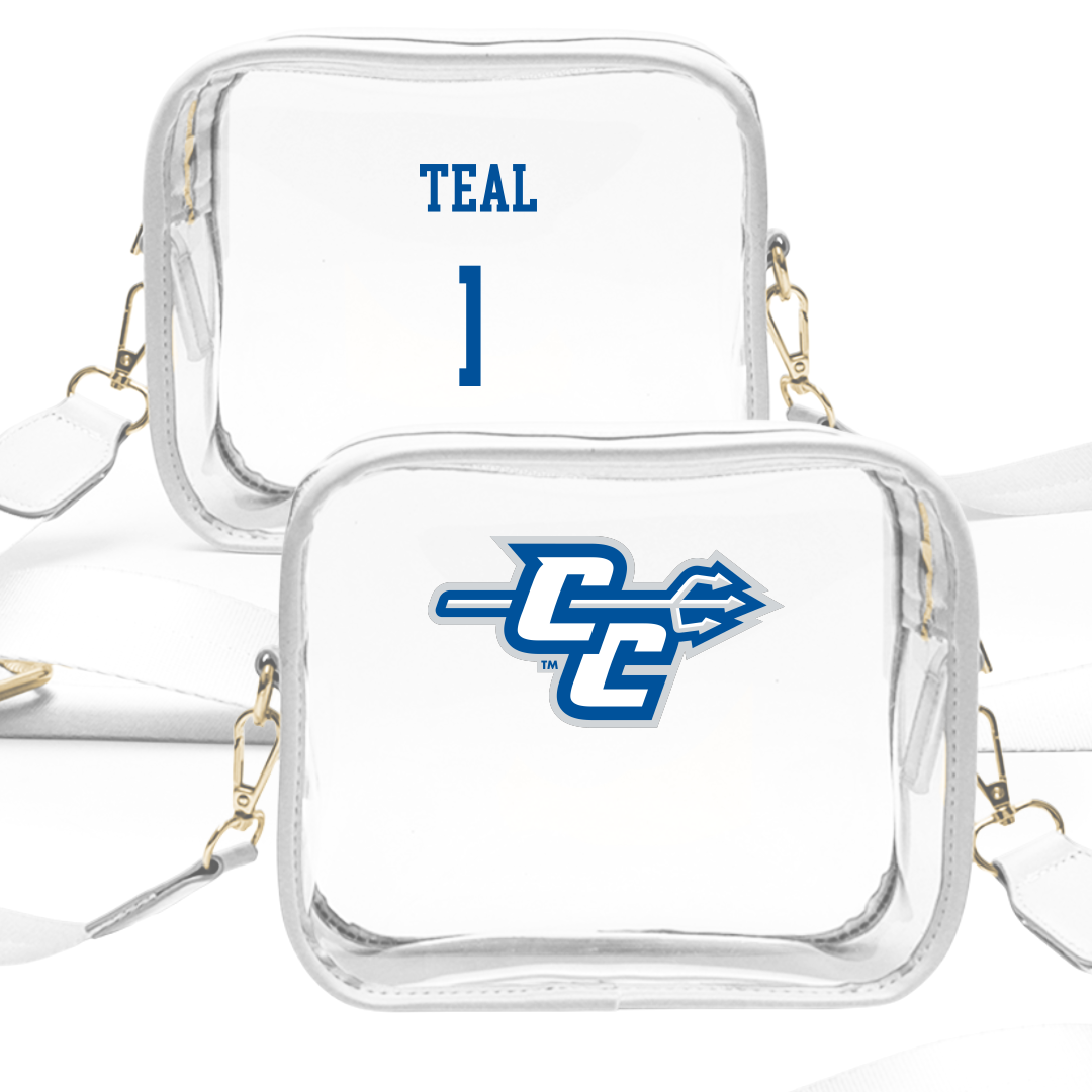 Central Connecticut State University Softball White Clear Stadium Bag - #1 Joslyn Teal
