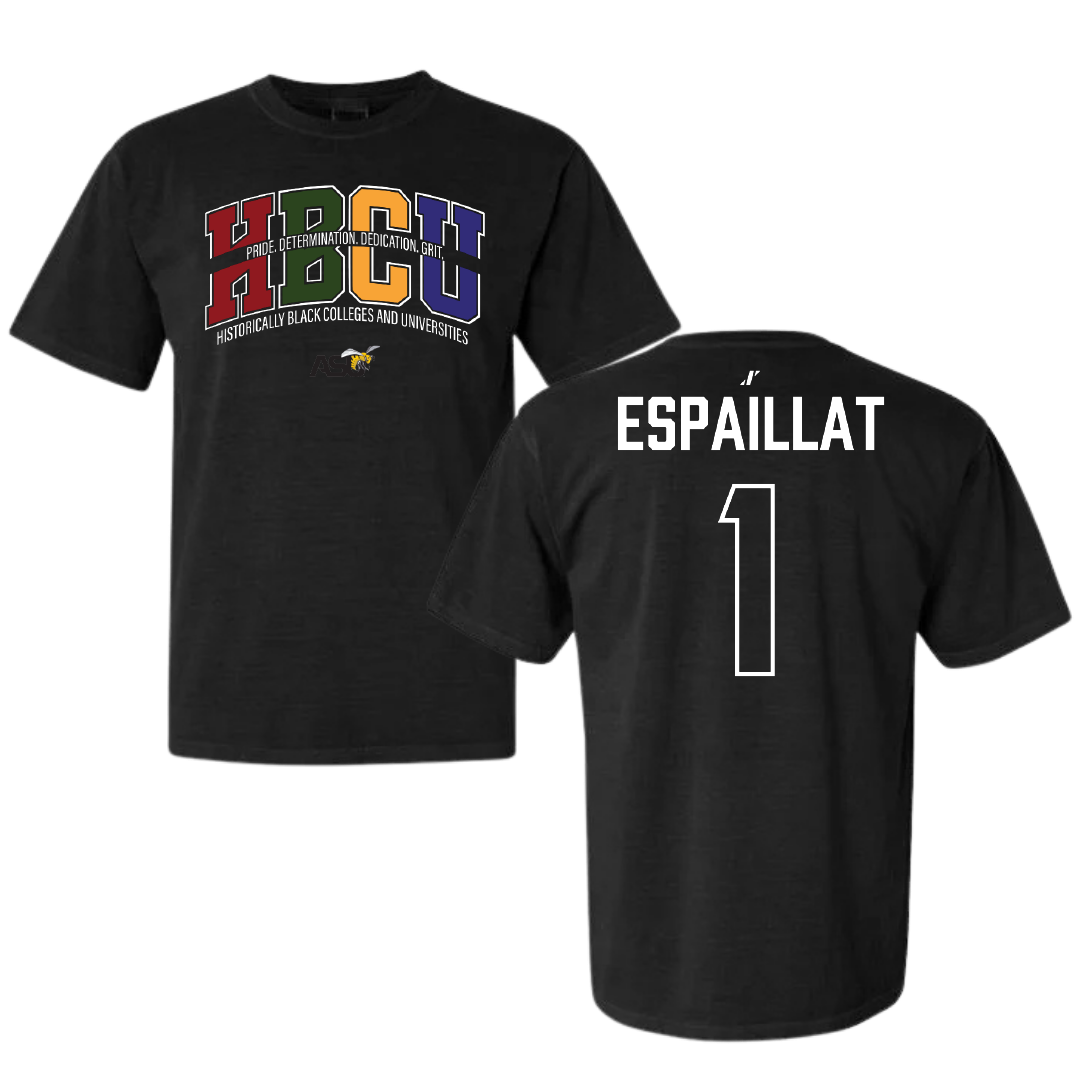 Alabama State University Baseball Black HBCU Comfort Colors Tee - #1 Alex Espaillat