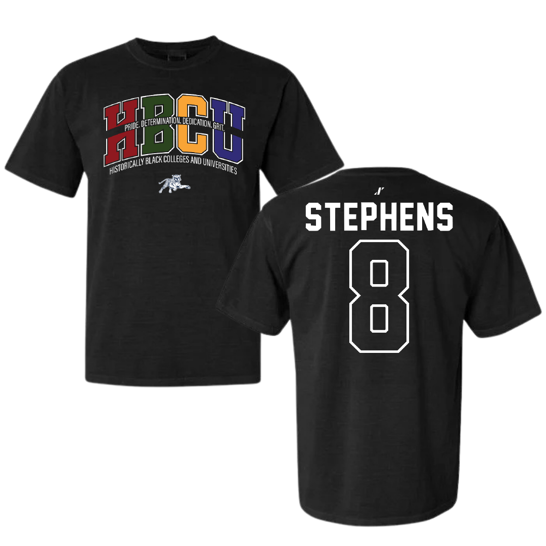 Jackson State University Softball Black HBCU Comfort Colors Tee - #8 Mari Stephens