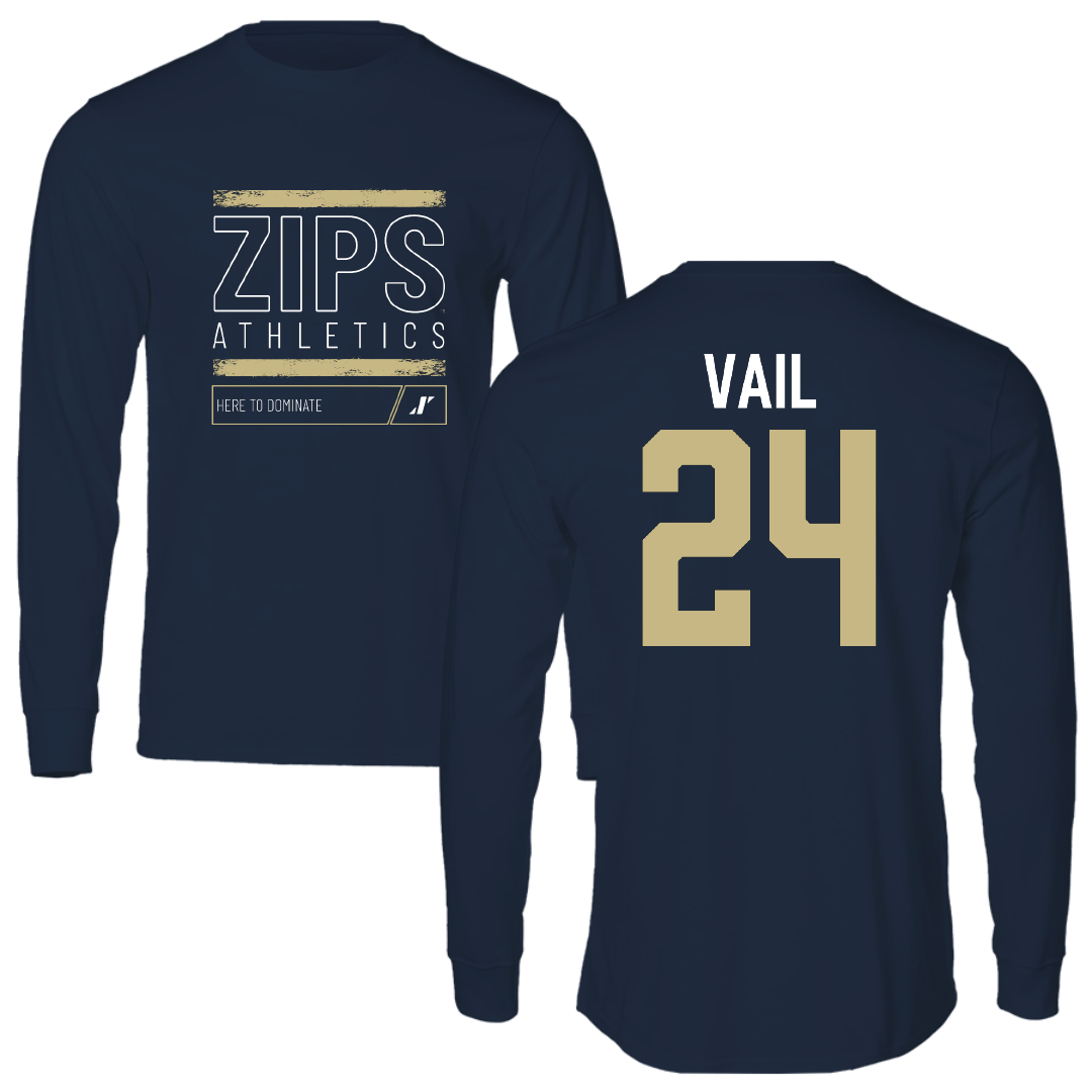 University of Akron Lacrosse Navy Dominate Performance Long Sleeve - #24 Macy Vail